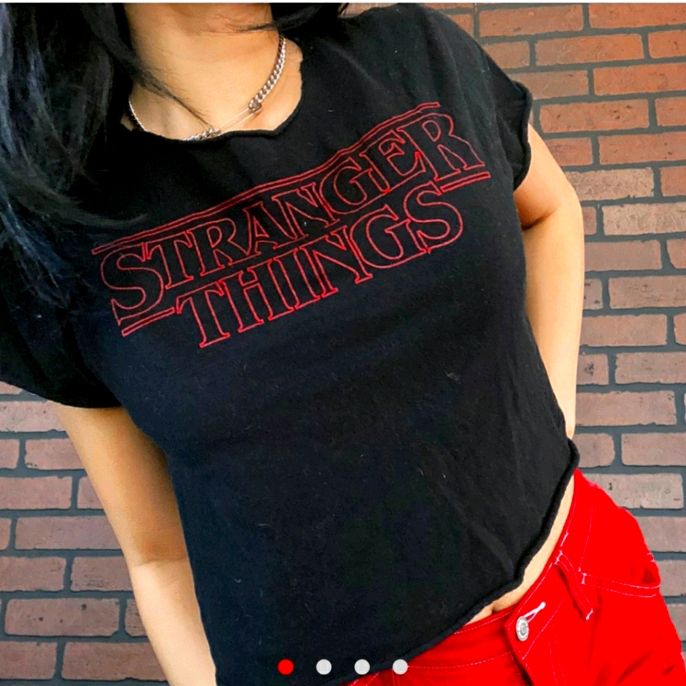 Stranger Things logo black crop top
